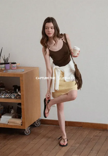 A-line skirt with subtle textured pattern