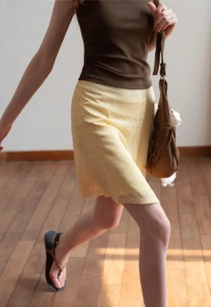 A-line skirt with subtle textured pattern