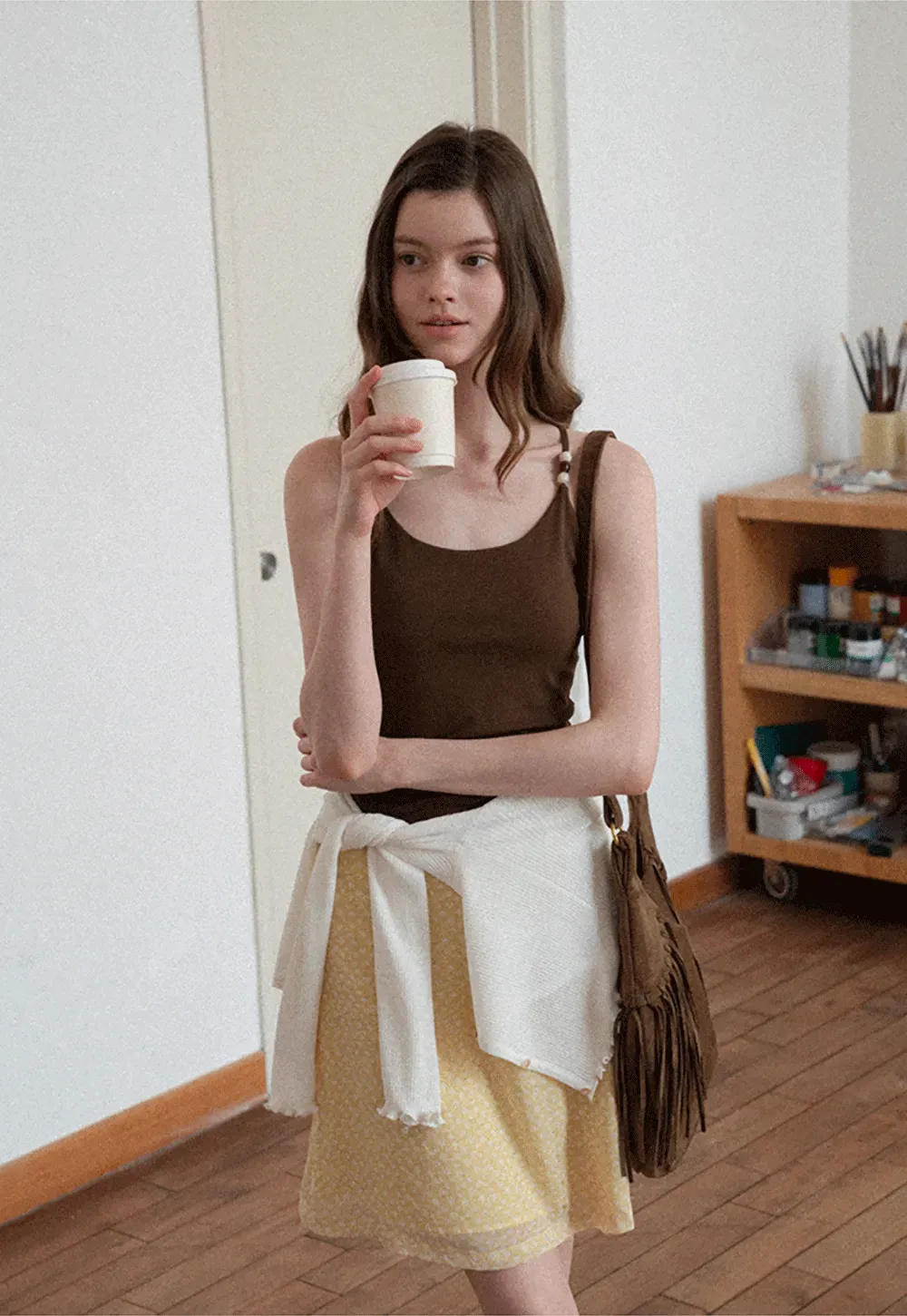 A-line skirt with subtle textured pattern