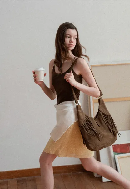 A-line skirt with subtle textured pattern