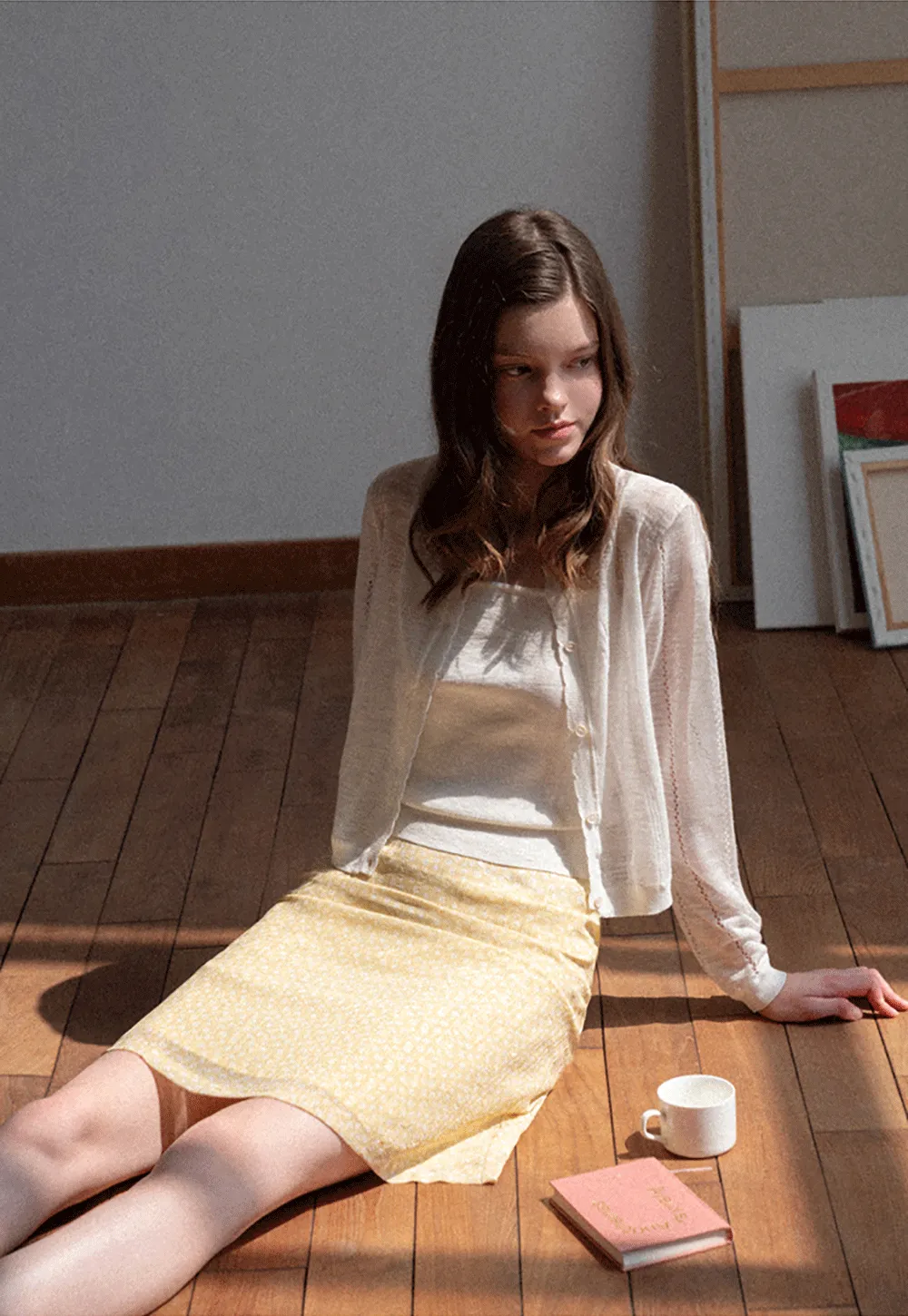 A-line skirt with subtle textured pattern