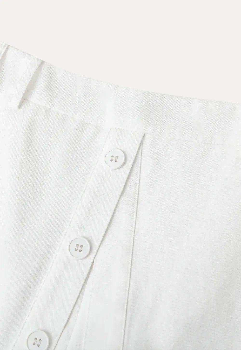 Button Front Mini Skirt with Asymmetrical Hem