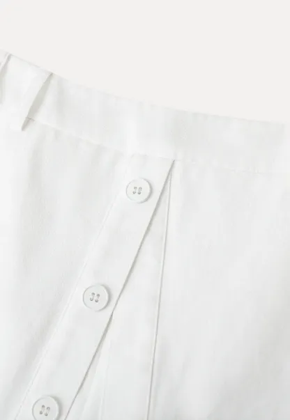 Button Front Mini Skirt with Asymmetrical Hem