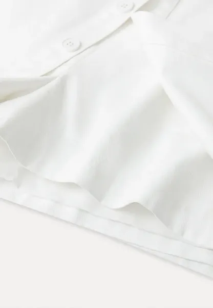 Button Front Mini Skirt with Asymmetrical Hem