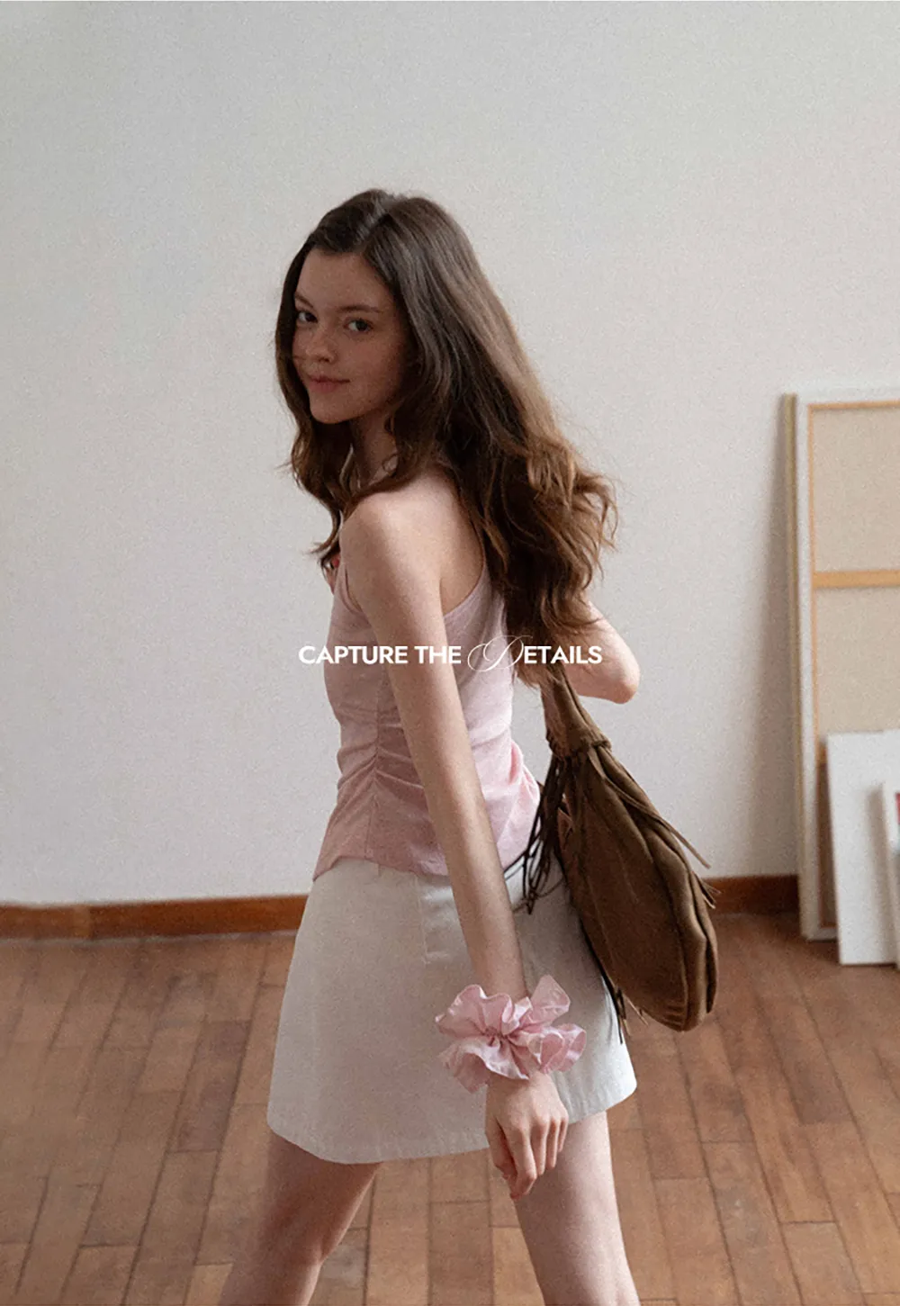 Button Front Mini Skirt with Asymmetrical Hem