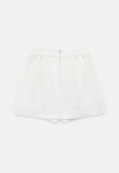 Button Front Mini Skirt with Asymmetrical Hem