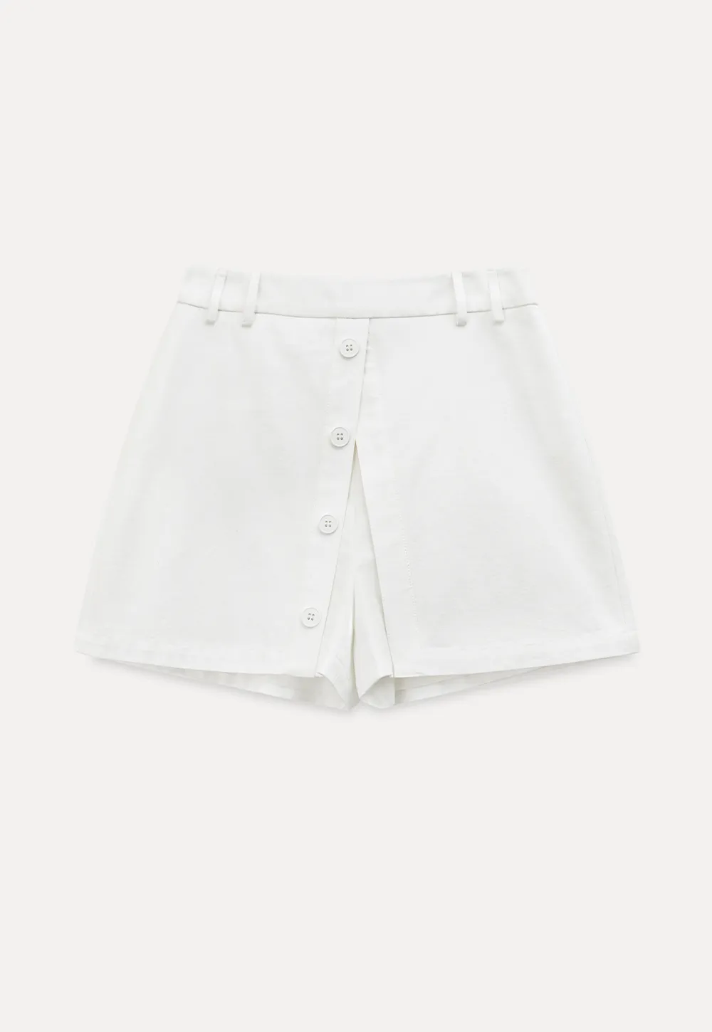 Button Front Mini Skirt with Asymmetrical Hem