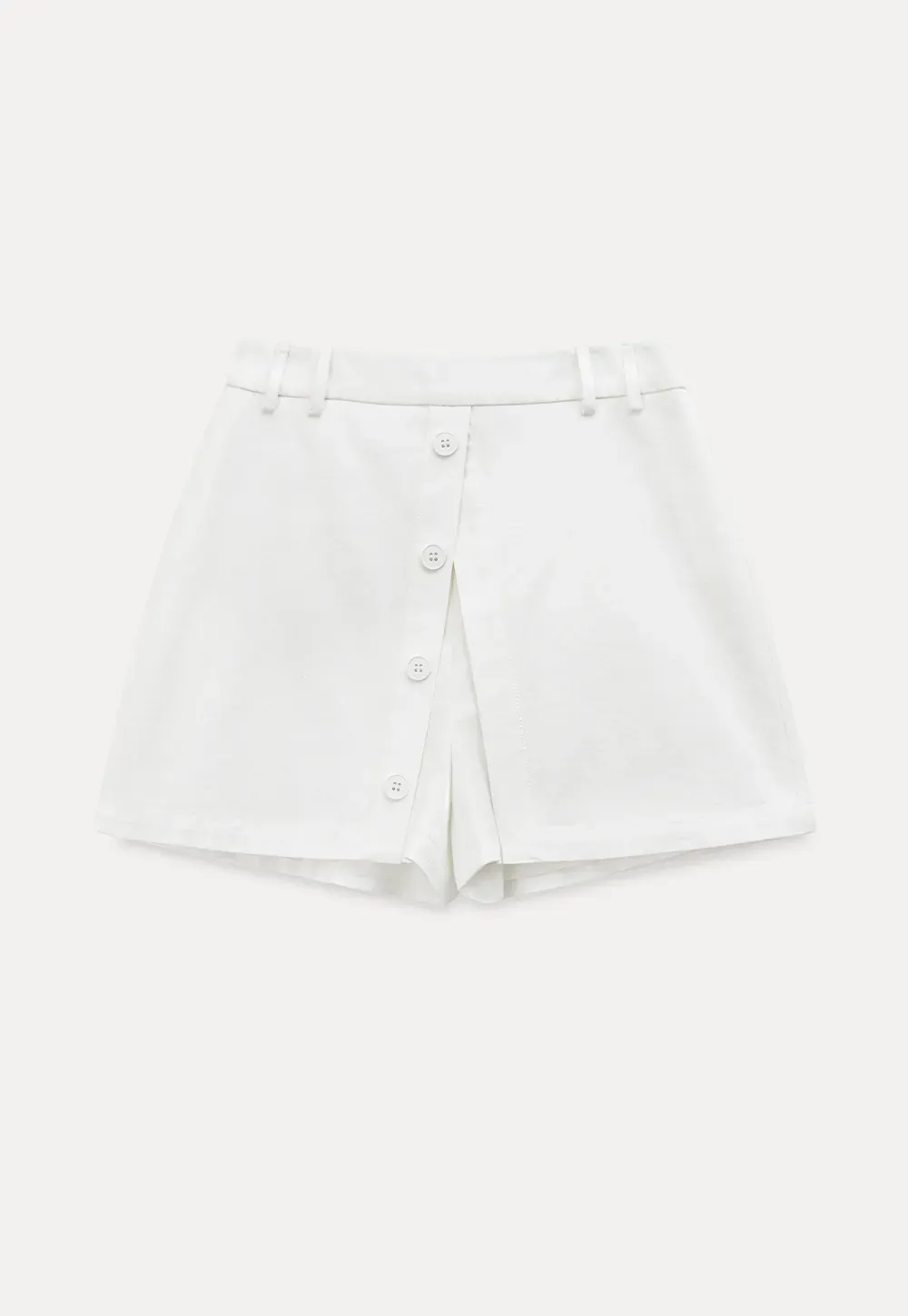 Button Front Mini Skirt with Asymmetrical Hem