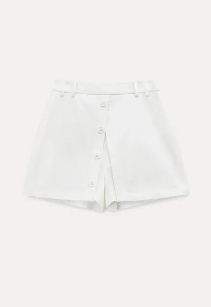 Button Front Mini Skirt with Asymmetrical Hem