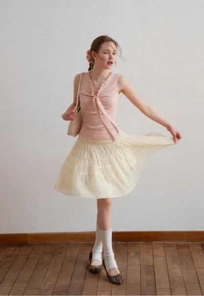 Tiered Ruffled Skirt with Elastic Waistband