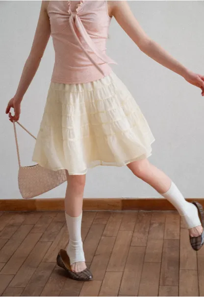 Tiered Ruffled Skirt with Elastic Waistband