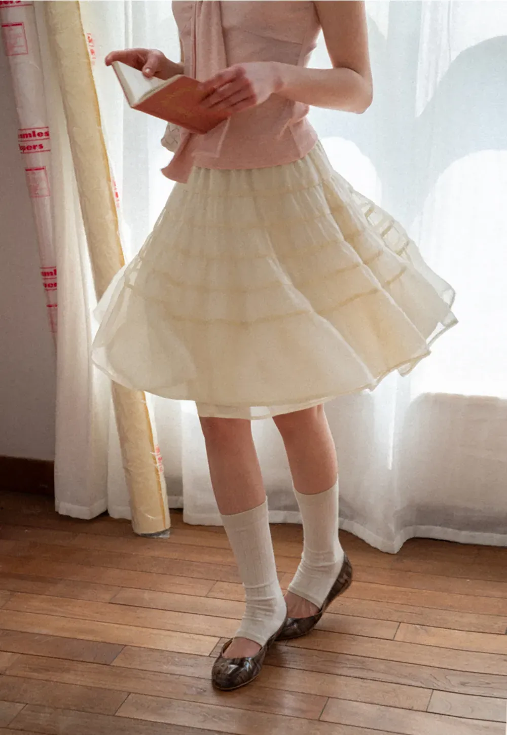 Tiered Ruffled Skirt with Elastic Waistband