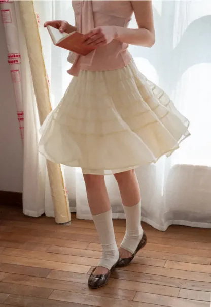 Tiered Ruffled Skirt with Elastic Waistband