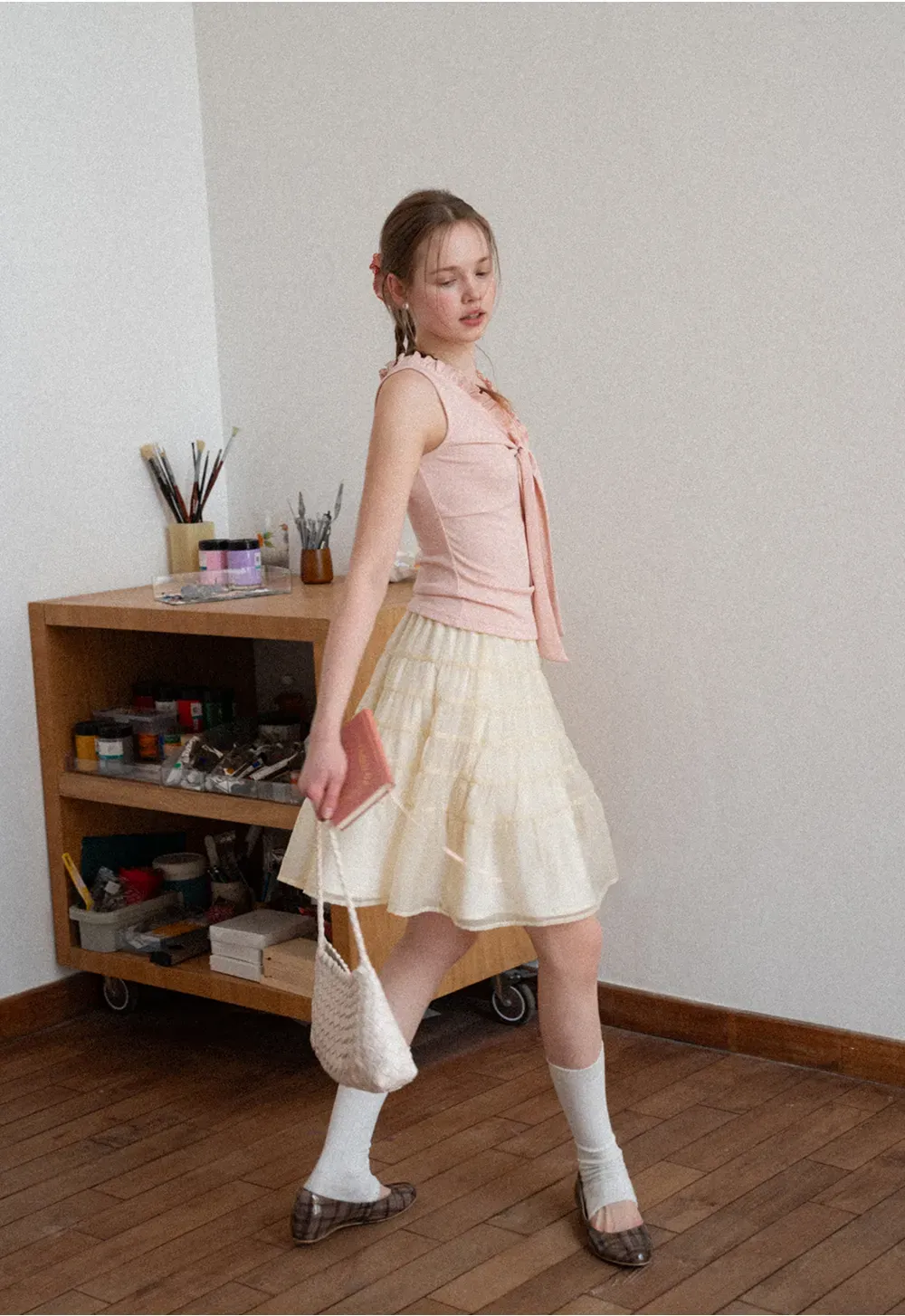 Tiered Ruffled Skirt with Elastic Waistband