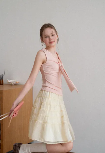 Tiered Ruffled Skirt with Elastic Waistband