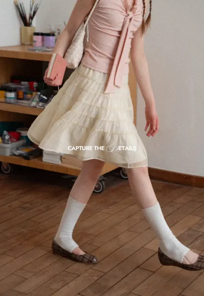 Tiered Ruffled Skirt with Elastic Waistband