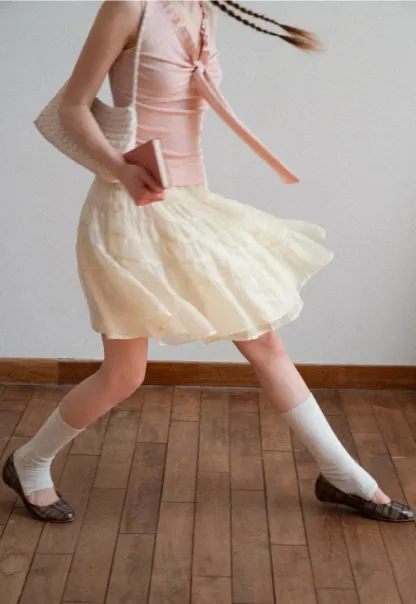 Tiered Ruffled Skirt with Elastic Waistband