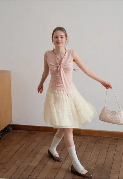 Tiered Ruffled Skirt with Elastic Waistband