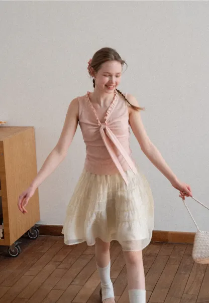 Tiered Ruffled Skirt with Elastic Waistband