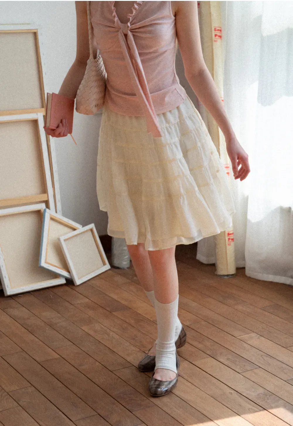 Tiered Ruffled Skirt with Elastic Waistband