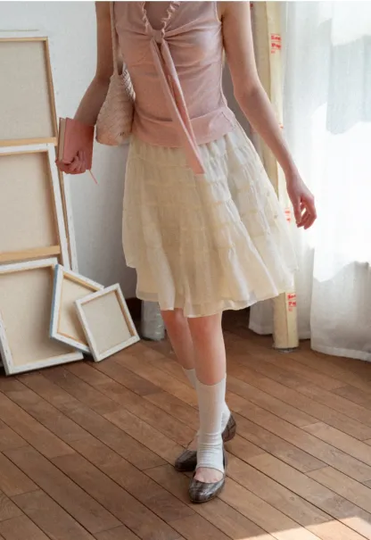 Tiered Ruffled Skirt with Elastic Waistband