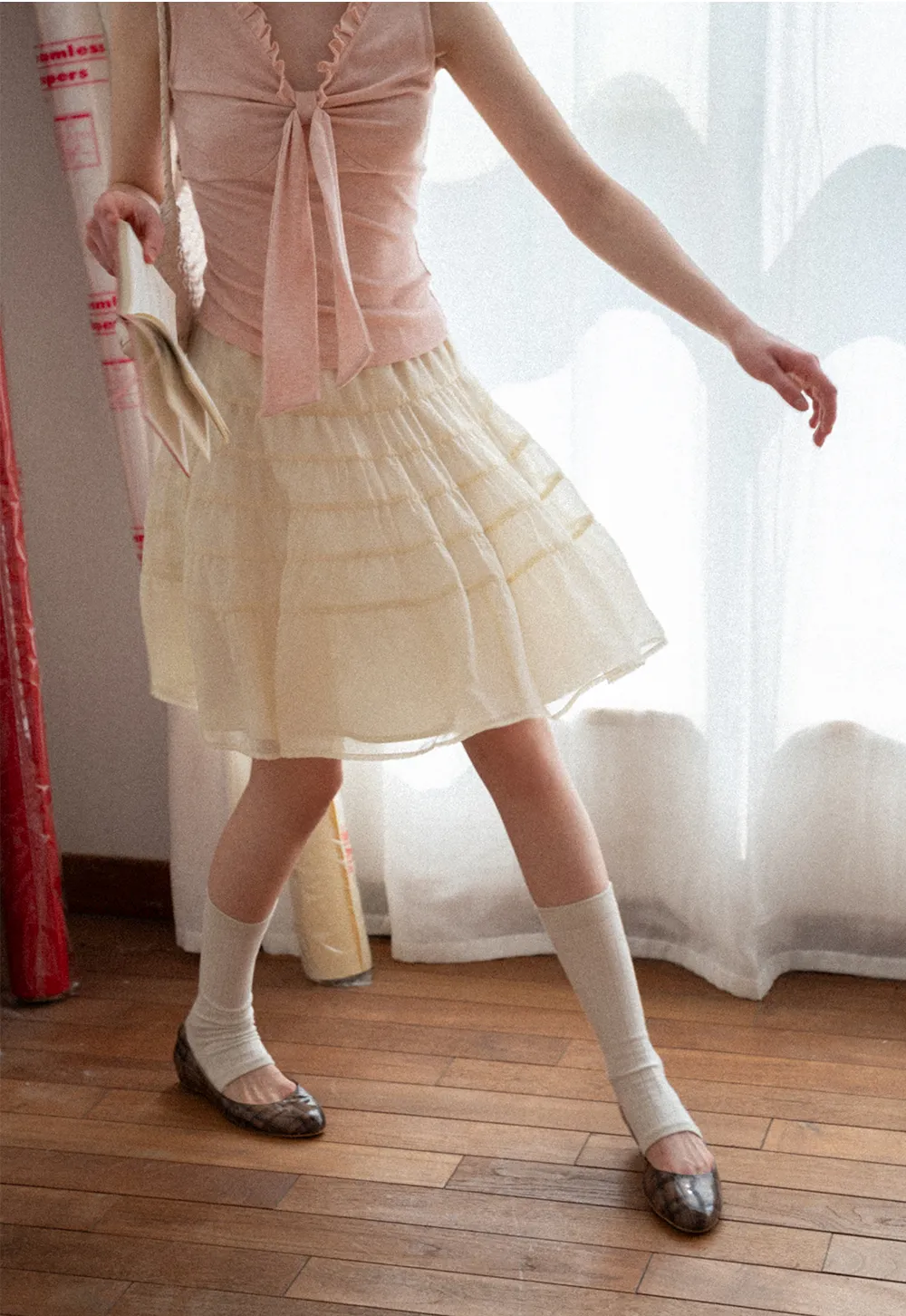 Tiered Ruffled Skirt with Elastic Waistband