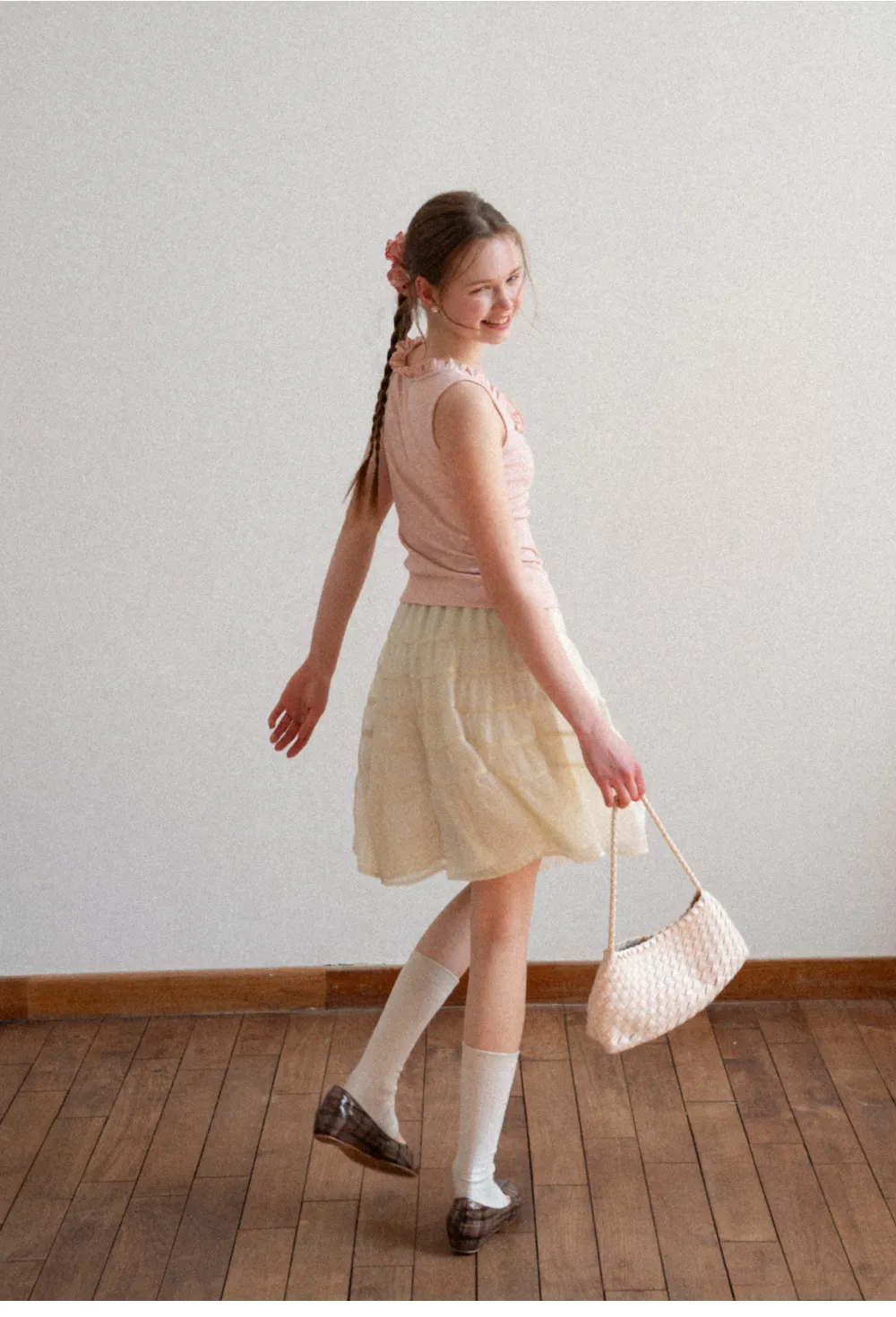 Tiered Ruffled Skirt with Elastic Waistband