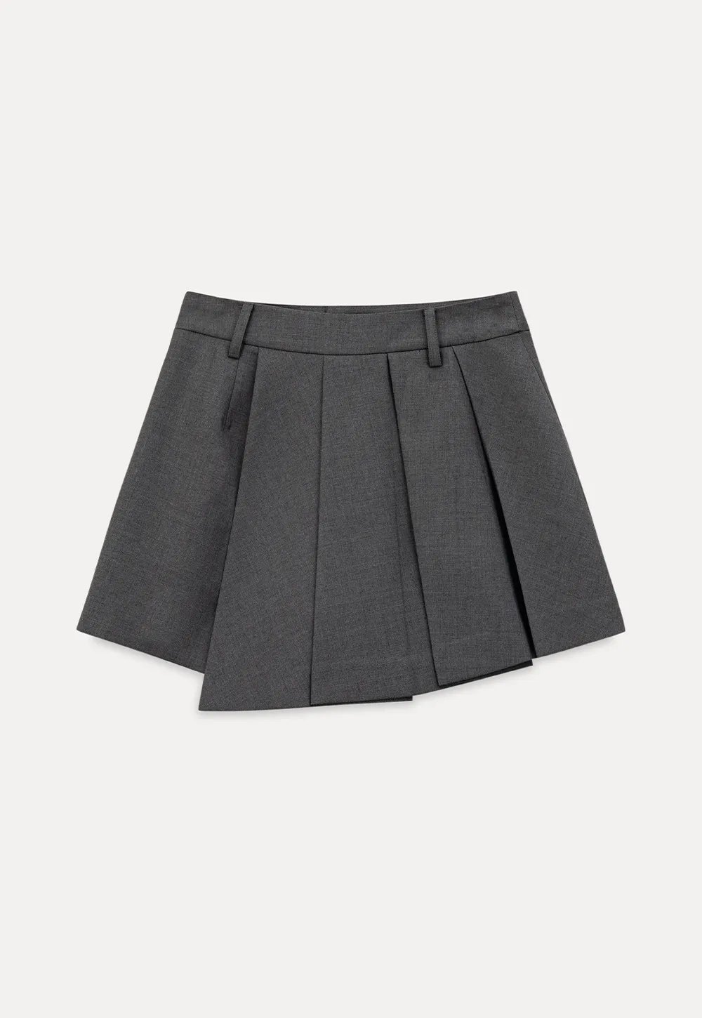Pleated skirt with front button closure