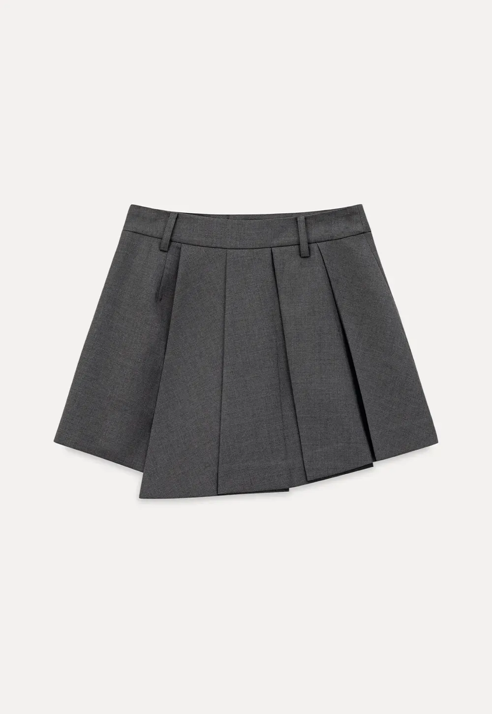 Pleated skirt with front button closure