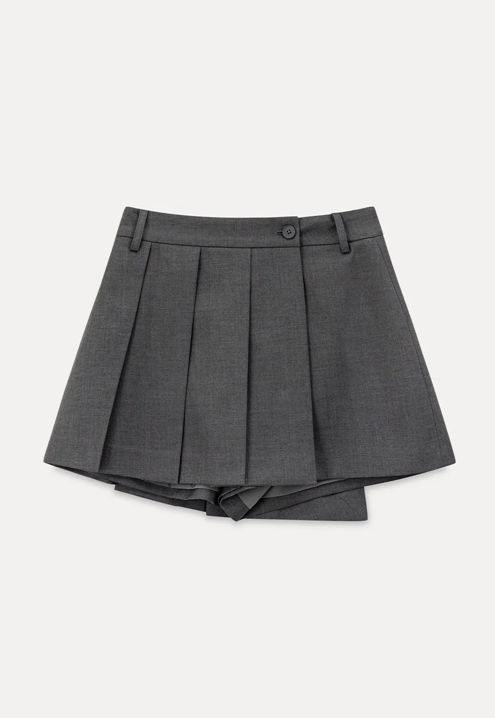 Pleated skirt with front button closure