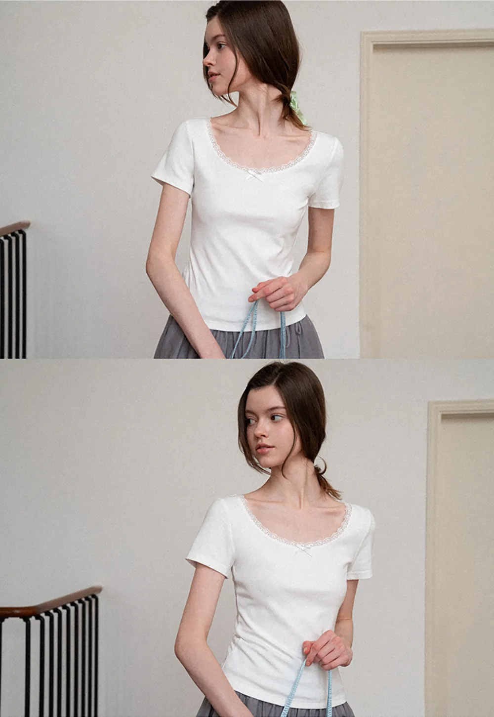 Flowy A-line skirt with gathered waist and layered hem