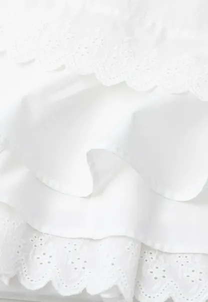 Pleated Skirt with Eyelet Lace Hem