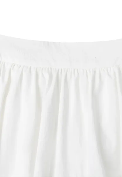 Pleated Skirt with Eyelet Lace Hem