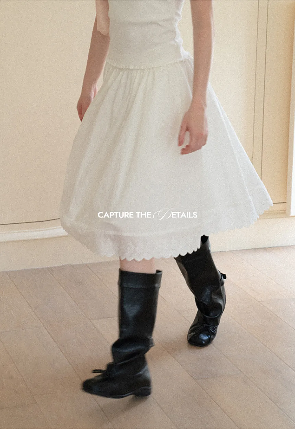 Pleated Skirt with Eyelet Lace Hem