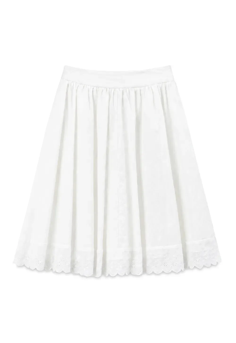 Pleated Skirt with Eyelet Lace Hem