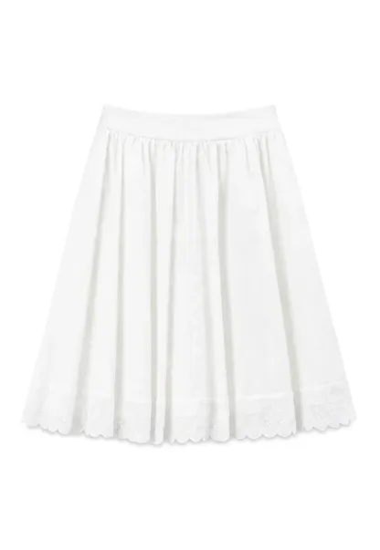 Pleated Skirt with Eyelet Lace Hem