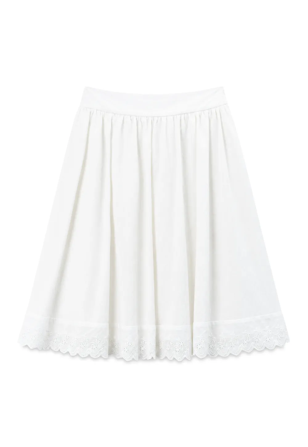 Pleated Skirt with Eyelet Lace Hem