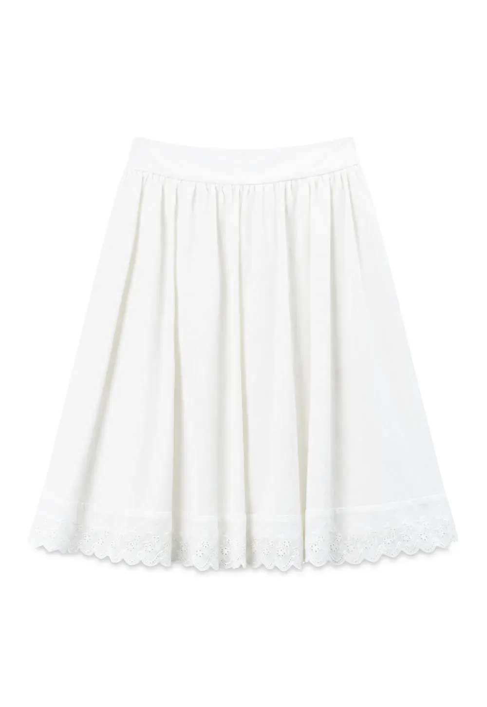 Pleated Skirt with Eyelet Lace Hem