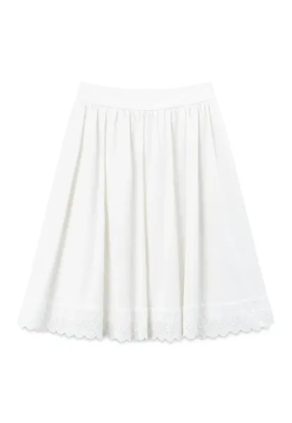 Pleated Skirt with Eyelet Lace Hem