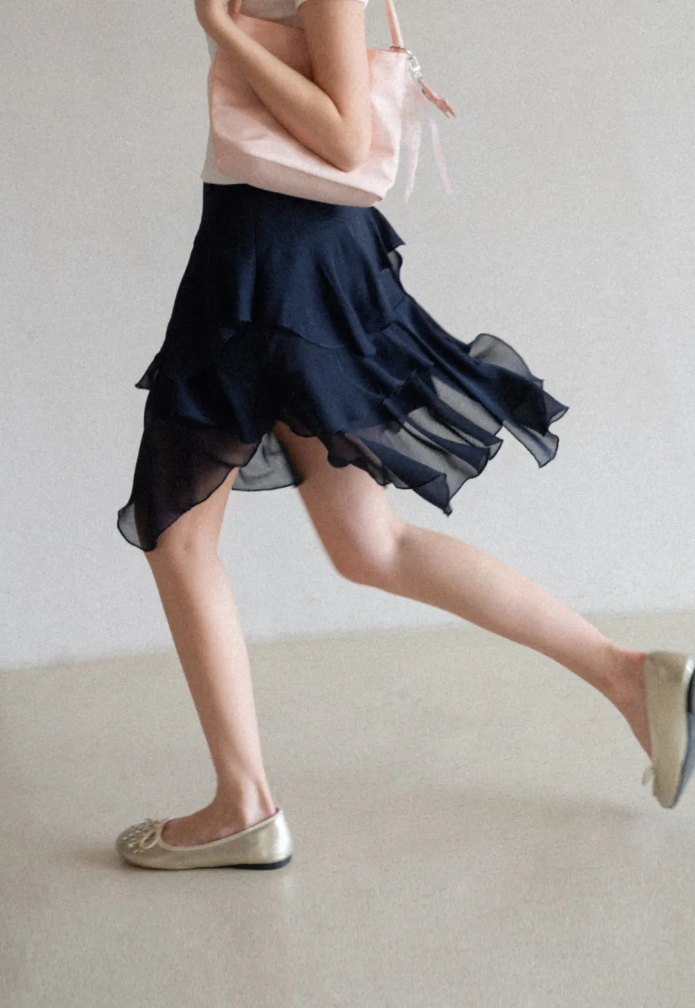 Layered Ruffled Asymmetrical Hem Skirt