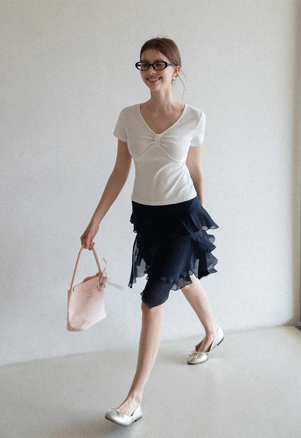 Layered Ruffled Asymmetrical Hem Skirt