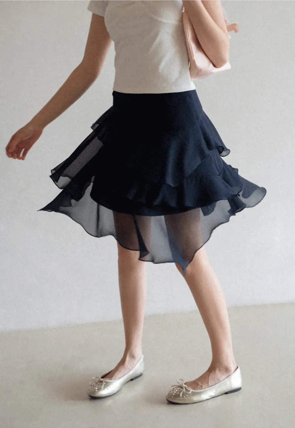 Layered Ruffled Asymmetrical Hem Skirt