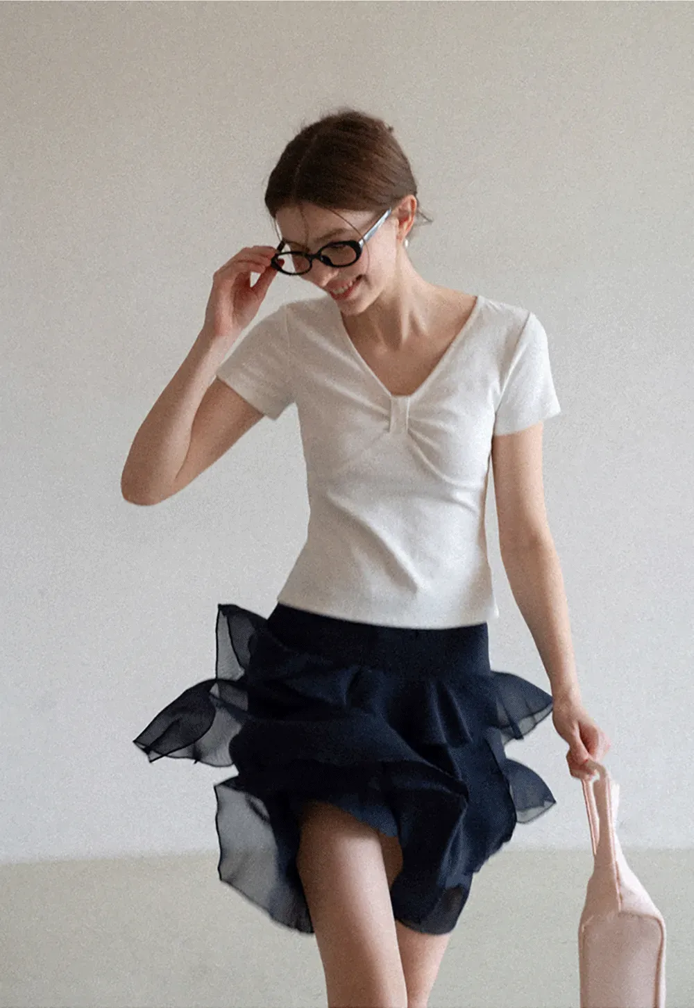 Layered Ruffled Asymmetrical Hem Skirt
