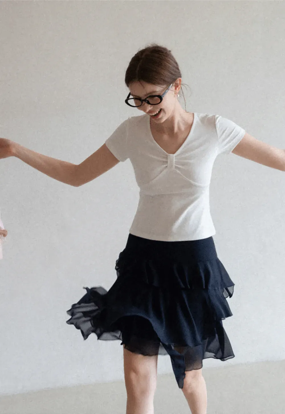 Layered Ruffled Asymmetrical Hem Skirt