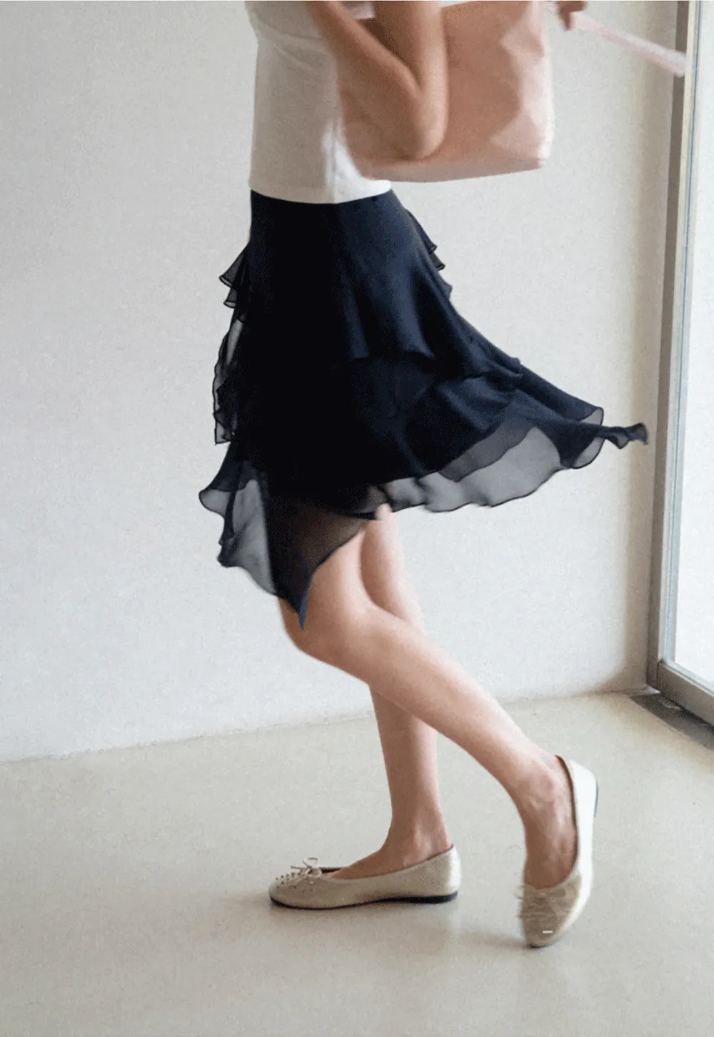 Layered Ruffled Asymmetrical Hem Skirt