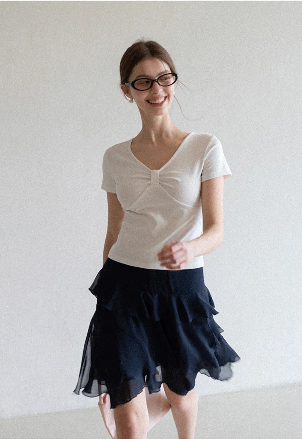 Layered Ruffled Asymmetrical Hem Skirt