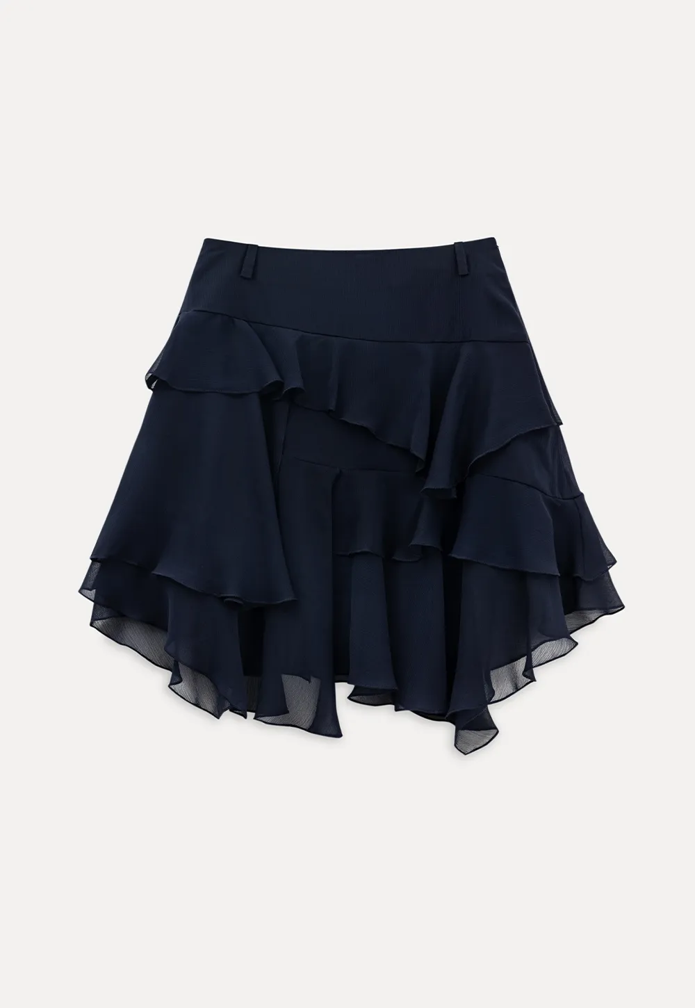 Layered Ruffled Asymmetrical Hem Skirt