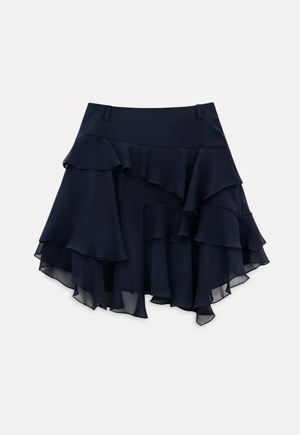 Layered Ruffled Asymmetrical Hem Skirt