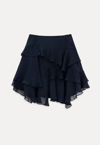 Layered Ruffled Asymmetrical Hem Skirt