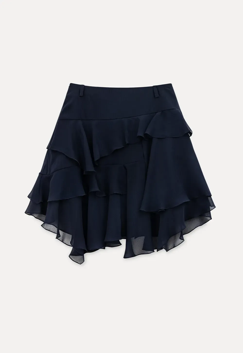 Layered Ruffled Asymmetrical Hem Skirt